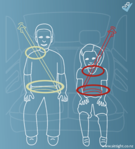 The vehicle seat belt is designed to cross the shoulders and hips of a person. If the seat belt fits a child in this way, this is when they can travel safely without a booster seat.